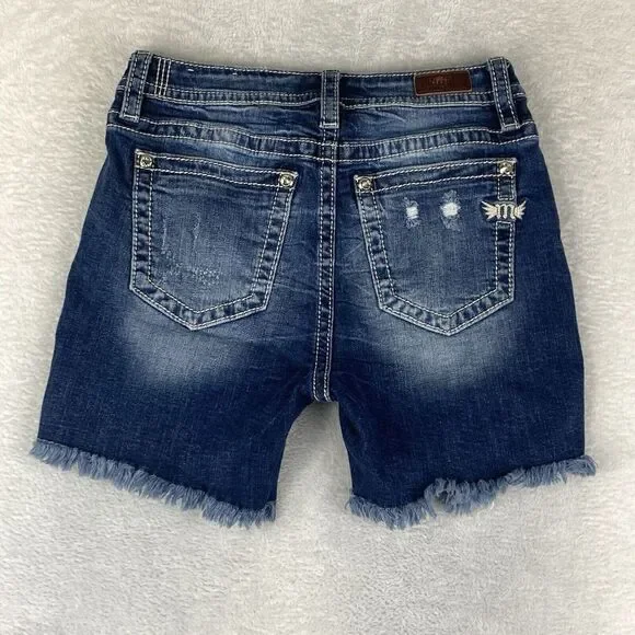 Miss Me Jean Shorts Womens Heaven Mid Short Cut Off Blue‎ Size 28 - Picture 8 of 12
